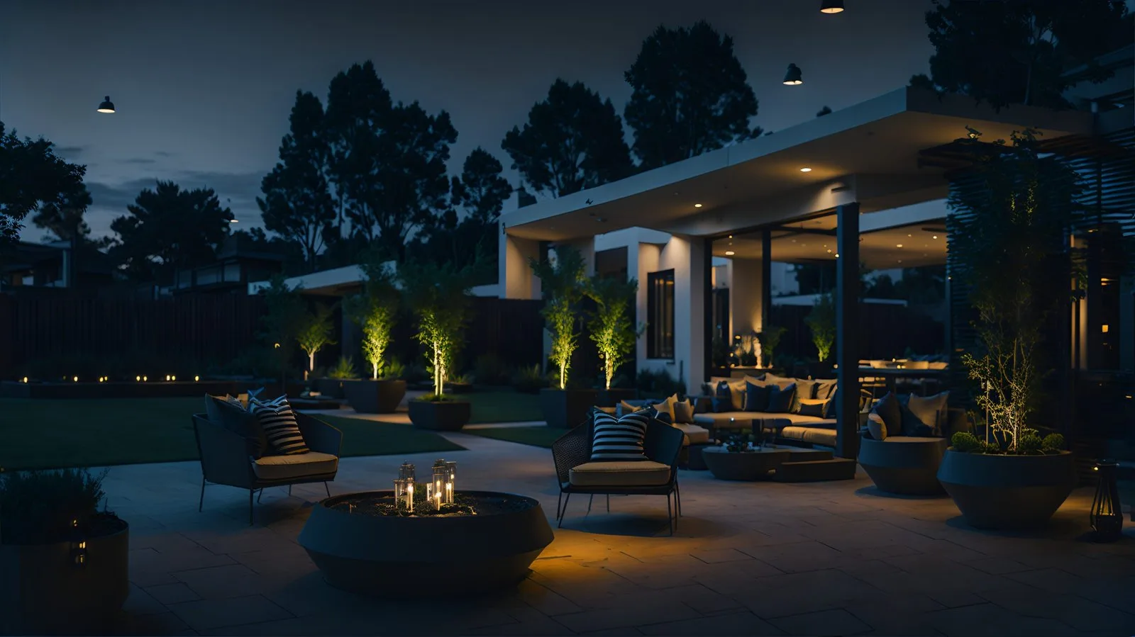 Outdoor patio setting with an integrated audio system