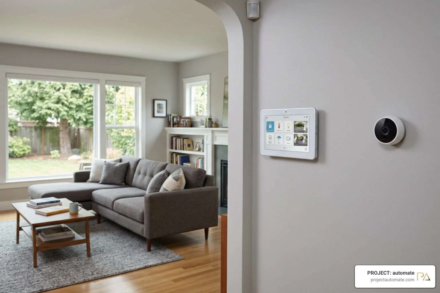 Professionally integrated home security control panel and sensors