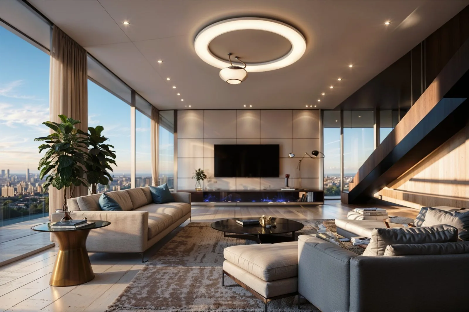 Outdoor patio with a weatherproof television mounted for entertaining